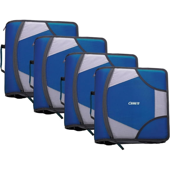 Case it King Size Mighty Zip Tab Binder, 3 Rings, 4" Capacity, 11 X 8.5, Midnight Blue