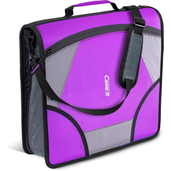Case it King Size Mighty Zip Tab Binder, 3 Rings, 4" Capacity, 11 X 8.5, Purple