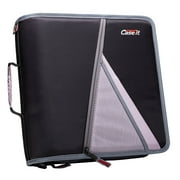 Case-it Mighty Zip Tab Binder | 3-Inch O-Ring, Expanding File Folder, Black | Office Organizer
