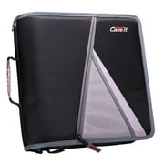 Case-it Mighty Zip Tab 3" O-Ring Binder with Expanding File Folder, Black, assembled product height 13.11" X 12.75" W X 3.74" L