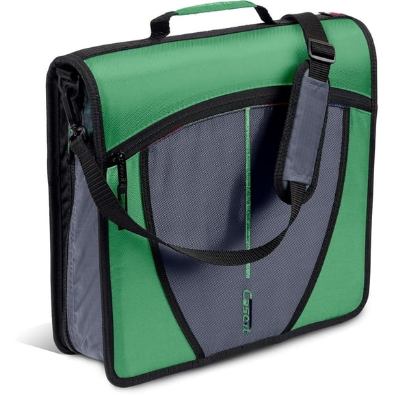 Case-it The Mighty Zip Tab Zipper Binder - 3 inch O-Rings - 5 Color Tab Expanding File Folder - Multiple Pockets - 600 Sheet Capacity - Comes with Shoulder Strap - Canopy Green D-146