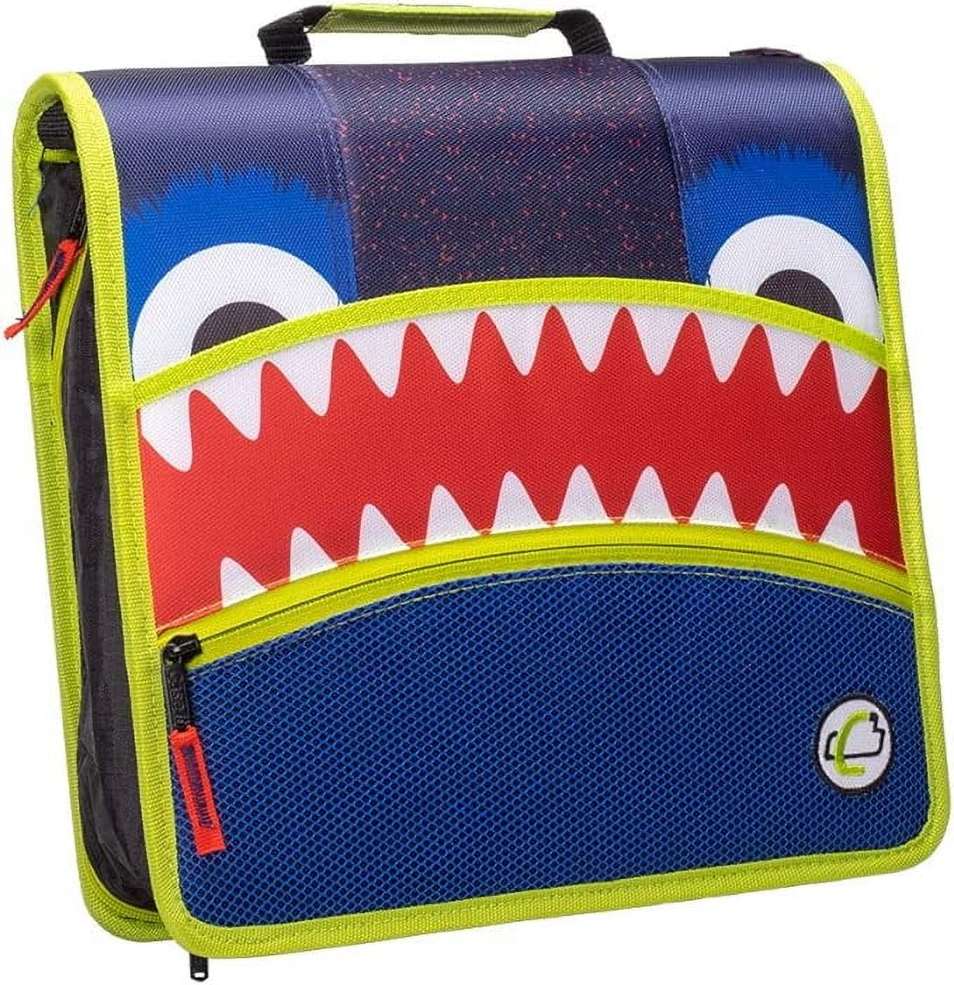 Case-it The Mighty Zip Tab Zipper Binder - 3 Inch O-Rings - 5 Color Tab Expanding File Folder - Multiple Pockets - 600 Sheet Capacity - Comes with Shoulder Strap - Monster Design D-146-ME