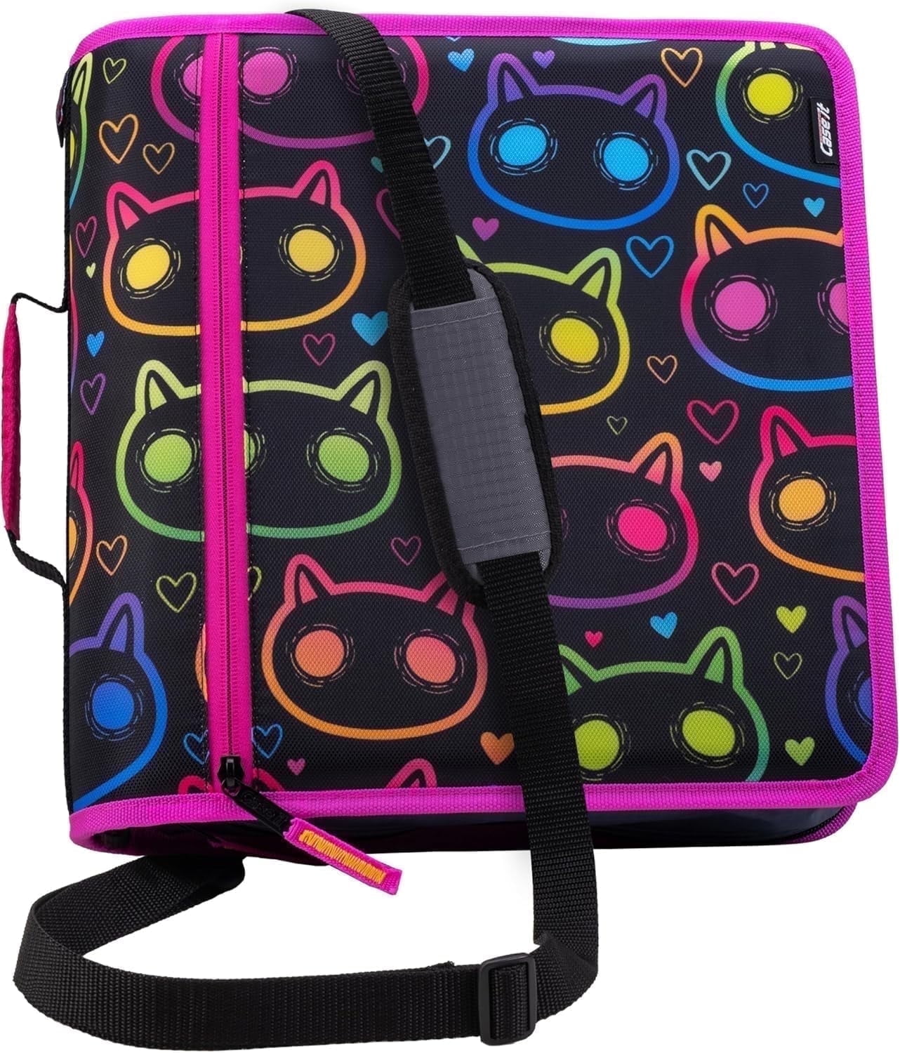 Case-it The Mighty Zip Tab Zipper Binder, 3 Inch O-Rings, 5 Color