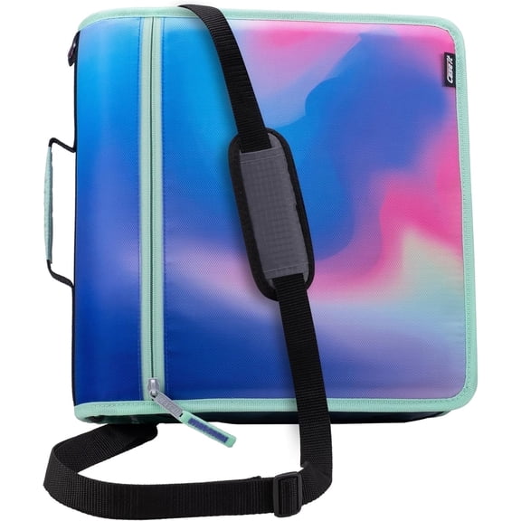 Case-it The Mighty Zip Tab Zipper Binder - 3 Inch O-Rings - 5 Color Tab Expanding File Folder - Multiple Pockets - 600 Sheet Capacity - Comes with Shoulder Strap - Northern Lights D-146-P