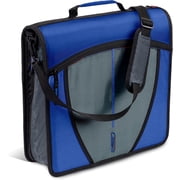 Case-it Mighty Zip Tab Zipper Binder, 3 O-Ring with 5-Color tabs, Expanding File Folder and Shoulder Strap and Handle, D-146- Midnight Blue
