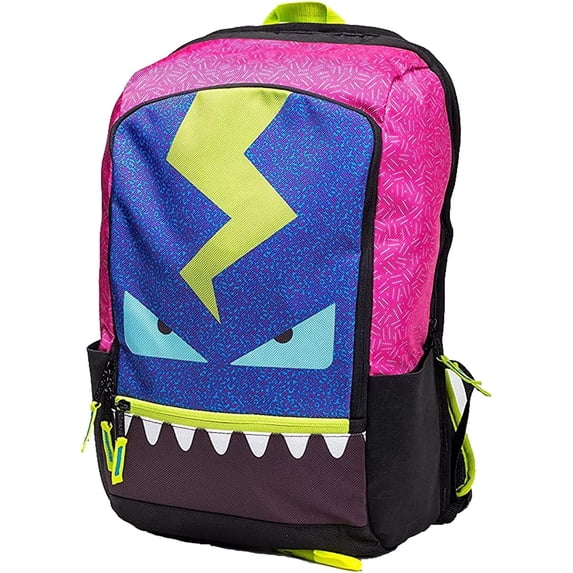 Case-it Zip Pack 19-Inch Laptop Backpack, Monster Theme, Padded Raised Laptop Pocket, Multiple Interior & Exterior Pockets, Adjustable Padded Shoulder Straps (Pink)