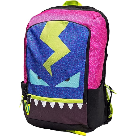 Case-it Zip Pack 19-Inch Laptop Backpack, Monster Theme, Padded Raised Laptop Pocket, Multiple Interior & Exterior Pockets, Adjustable Padded Shoulder Straps (Pink)
