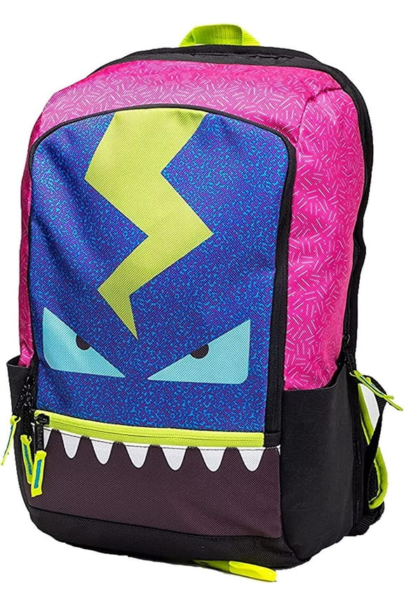 Zip Pack 19-Inch Laptop Backpack, Monster Theme, Padded Raised Laptop Pocket, Multiple Interior & Exterior Pockets, Adjustable Padded Shoulder Straps (Pink)