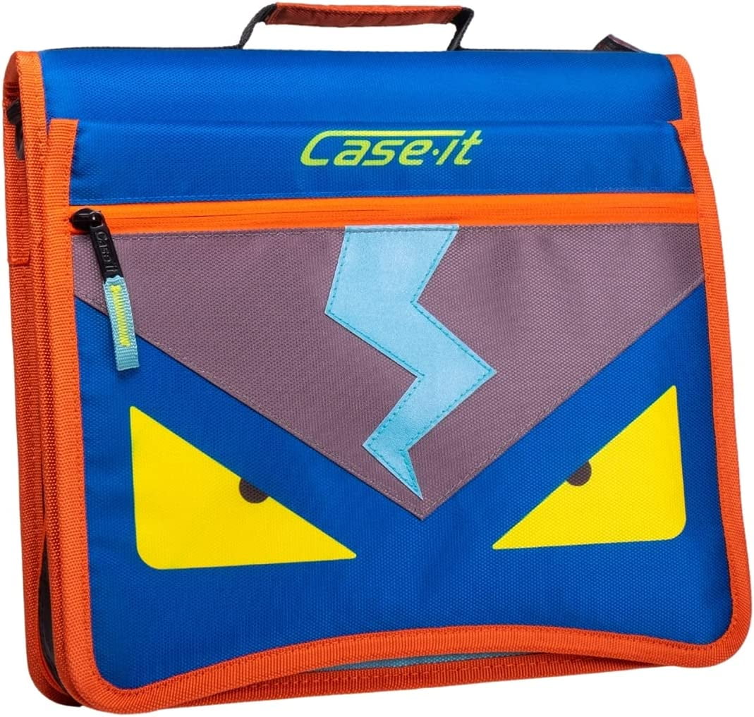 Case-it Monster Eye 2" O Zipper Binder w/Removable 5 Tab Expanding File, Nave Blue (M-276-ME Navy Blue)