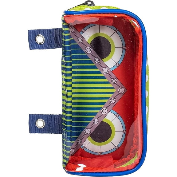 Case-it Monster Eye Clear Window Zipper Pencil Case with Grommets, Red