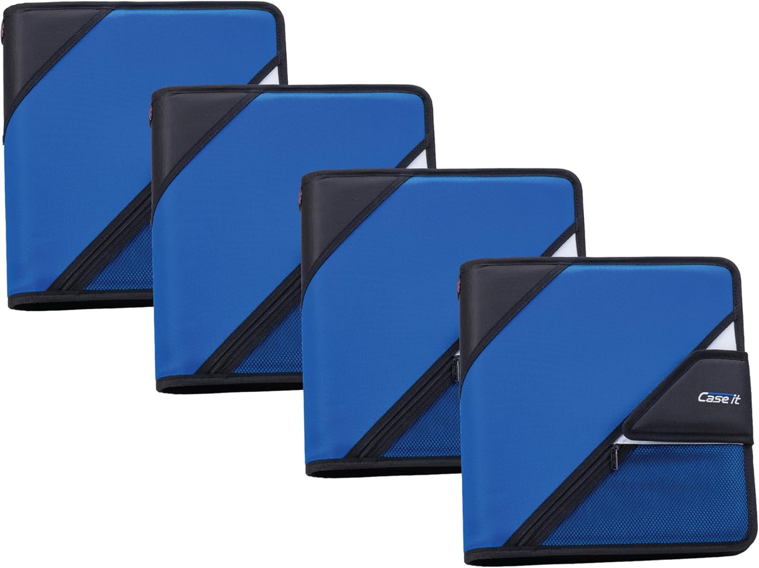 Case-it The Open Tab Velcro Opening Binder - 2 Inch O-Rings - 5 Color Tab Expanding File Folder - Multiple Pockets - 400 Sheet Capacity - Blue S-826-A