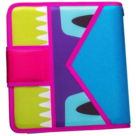 Case it Open Tab Monster Eye Strap Binder, 5-Tab Expanding File, 2-Inch O Rings, Pea Green