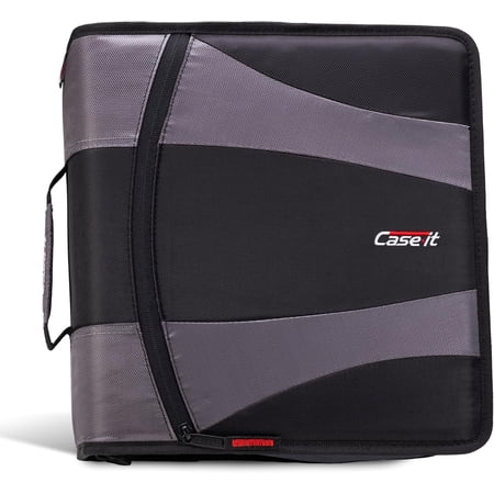 Case It 2-Inch Dual D-Ring Zipper Binder, 4 Inch Capacity, Black, DUAL-301-Black