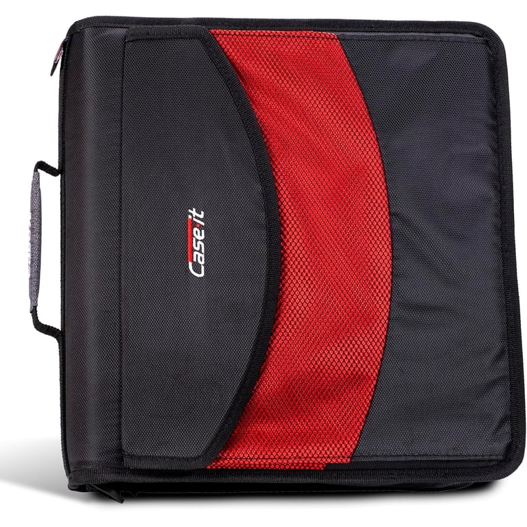 Case-it The Dual 2-in-1 Zipper Binder-Two 1.5 inch D-Rings-Pen