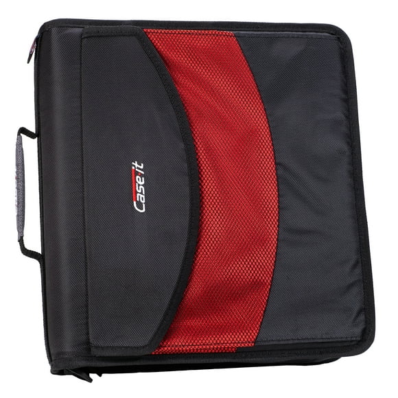 Case•it The Dual, Two 1.5 inch D-Ring Zip Binder, Dual-121-a, Black, assembled product height 12"H  x13.6"WX 3.1"L,