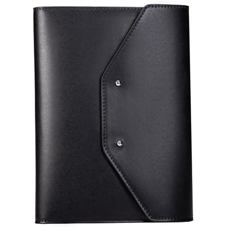 Case-it Tycoon Mini Padfolio Portfolio with Letter Size Writing Pad, Tri Fold Snap Closure, Black (Pad-37-MI)