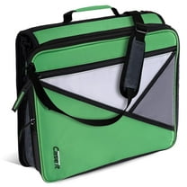 Case-it Universal Zipper Binder | 2-Inch O-Rings, 13-Inch Laptop/Tablet Padded Pocket, 400 Sheet Capacity, Multiple Storage Pockets & Shoulder Strap | Office Organizer | LT-007 Canopy Green