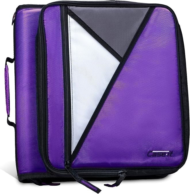 Case-it The Universal Zipper Binder - 2 Inch O-Rings - Padded Pocket That Holds up to 13 Inch Laptop/Tablet - Multiple Pockets - 400 Page Capacity - Comes with Shoulder Strap - Deep Purple LT-007