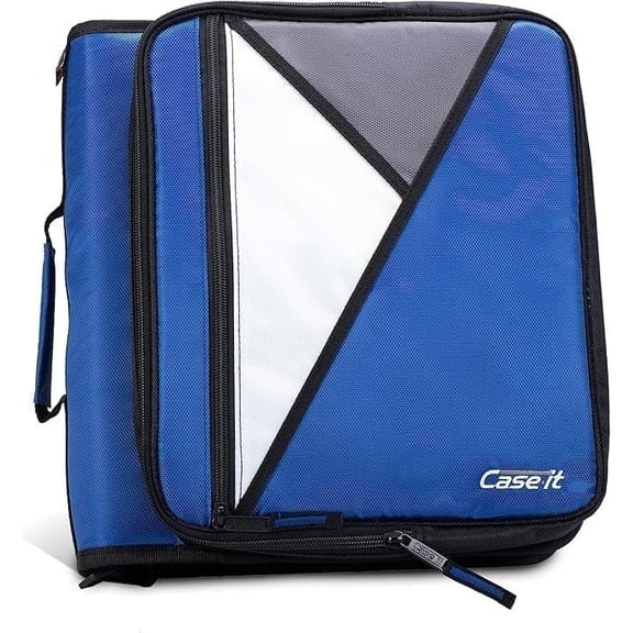 Case-it The Universal Zipper Binder - 2 Inch O-Rings Padded Pocket That Holds up to 13 Laptop/Tablet Multiple Pockets 400 Page Capacity Comes with Shoulder Strap Midnight Blue LT-007