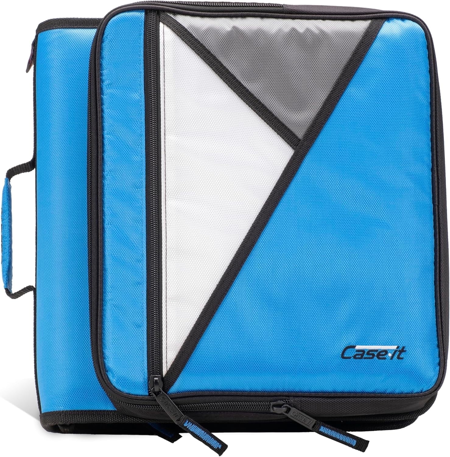 Case-it The Universal Zipper Binder - 2 Inch O-Rings - Padded Pocket That holds up to 13 Inch Laptop/Tablet - Multiple Pockets - 400 Page Capacity - Comes with Shoulder Strap - Denim Blue LT-007
