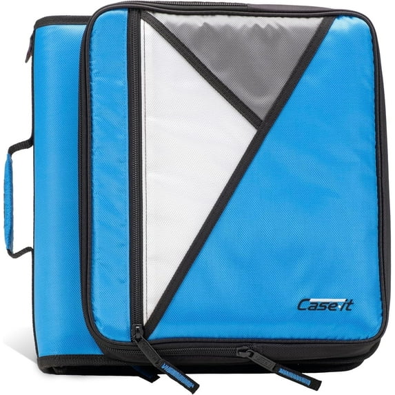 Case-it The Universal Zipper Binder - 2 Inch O-Rings - Padded Pocket That holds up to 13 Inch Laptop/Tablet - Multiple Pockets - 400 Page Capacity - Comes with Shoulder Strap - Denim Blue LT-007
