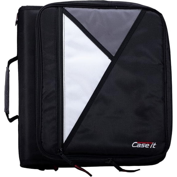 Case-it The Universal Zipper Binder - 2 Inch O-Rings - Padded Pocket That Holds up to 13 Inch Laptop/Tablet - Multiple Pockets - 400 Page Capacity - Comes with Shoulder Strap - Jet Black LT-007