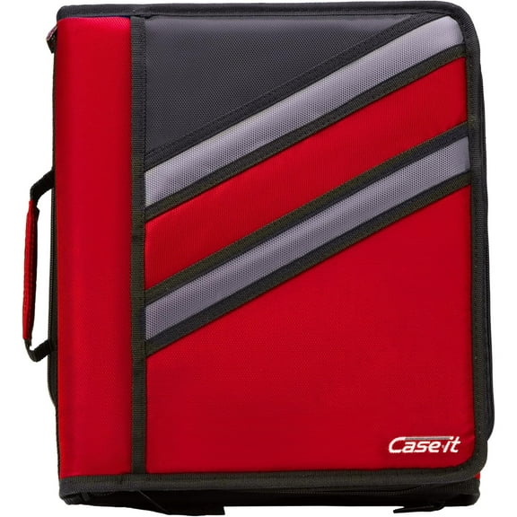 Case-it Z-Binder Two-in-One 1.5-Inch D-Ring Zipper Binders, Red
