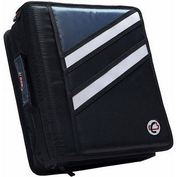 Case It 1.5"' Dual D-Ring Z-shaped Zipper Binder, 3" capacity, Black, Z-176