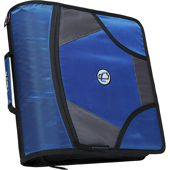 Case-it Zipper Binder with 5 Tab Files, D-Ring, 4 Inches, Blue