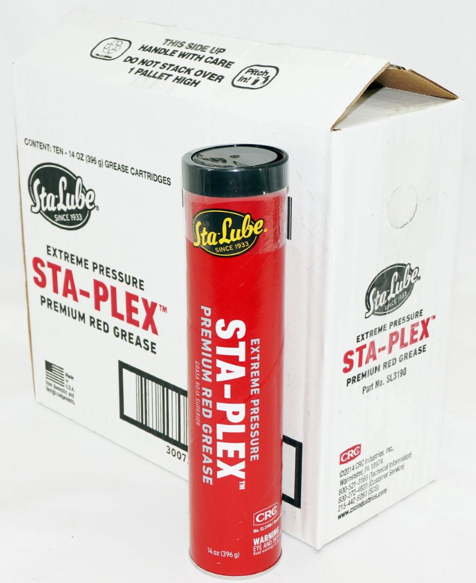 Case of 10 CRC SL3190 STA-LUBE Sta-Plex Extreme Pressure Premium Red Grease 14oz