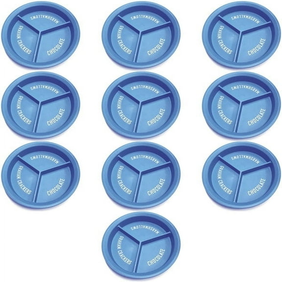 Case of 10 - Vivitar S'mores Divided Serving Tray - Blue (12" Dia.)