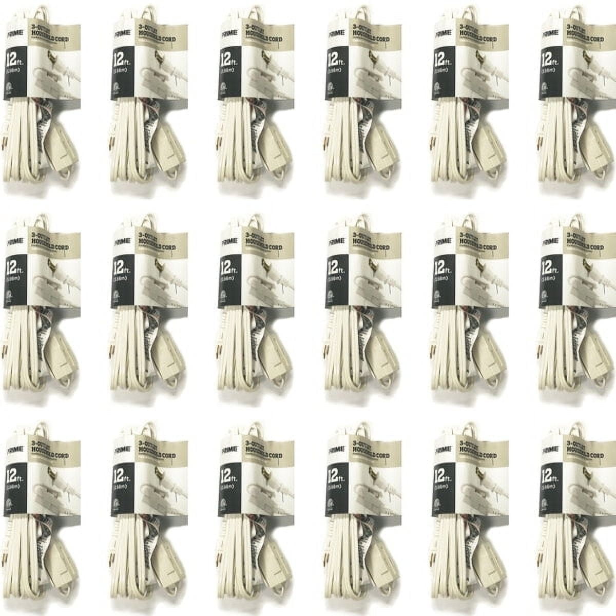 Case of 18 - Prime 3-Outlet Indoor Extension Cord - White (12 ft.)