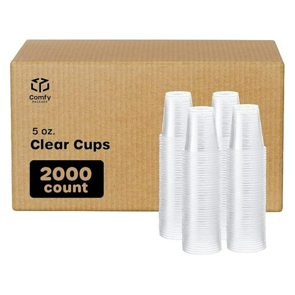 [Case of 2,000 5 oz. Clear Plastic Cups Disposable - Cold Party for Events and Everyday Use