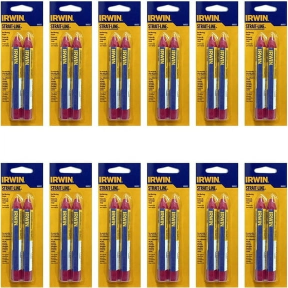 Case of 24 - Strait-Line Red Marking Crayon - (66401) Works on Oily and Wet Surfaces