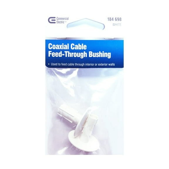 Case of 4 - Commercial Electric Coaxial Cable Feed-Thru Bushing - White (2-Pack)