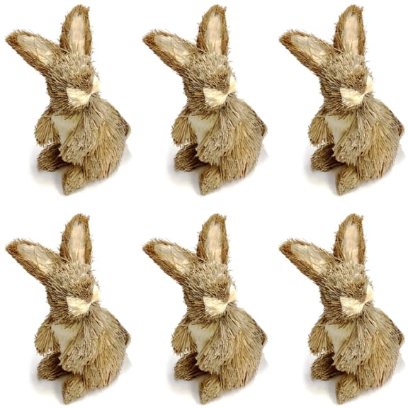 Case of 6 - Crescent Brown Standing Bunny Straw Figurine (7" x 4" x 3")