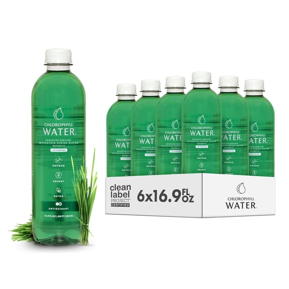 Chlorophyll Water (Case of 6): Purified Mountain Spring Water with Essential Vitamins