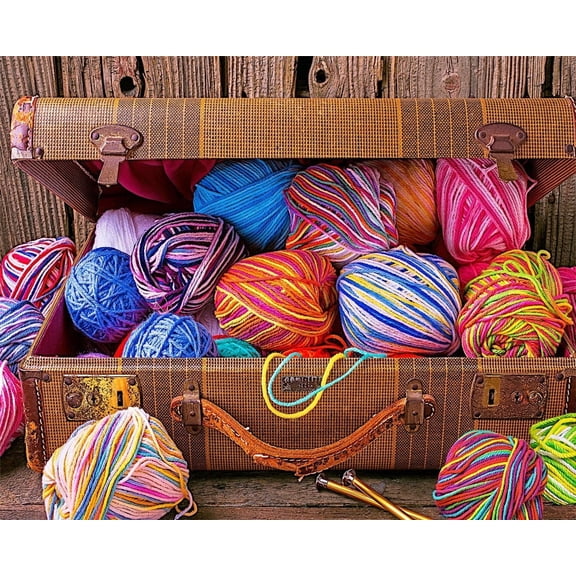 Case of Colors 1000 Piece Jigsaw Puzzle with Vibrant Yarn Art