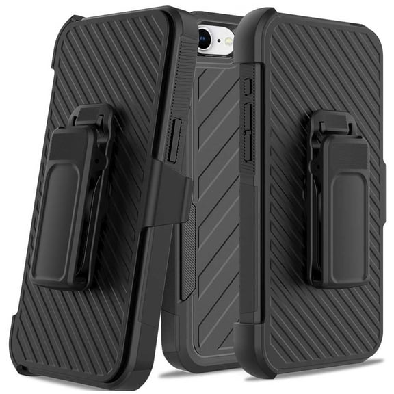 Case with Belt Clip for Apple iPhone 16e - Swivel Holster Combo Armor Cover w Kickstand Drop-Proof Defender Protective for iPhone 16e