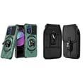 thumbnail image 1 of Case with Belt Holster Bundle for Moto G 5G 2022: Heavy Duty Shield Cover (Midnight Green) and Vertical Nylon Buckle Phone Pouch, 1 of 9