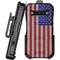 thumbnail image 1 of Case with Clip for Kyocera DuraForce Pro 3 Phone, Nakedcellphone Rugged Shield Cover and Ratchet Belt Hip Holster - USA Flag Design, 1 of 10