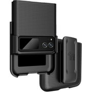 Case with Clip for Motorola RAZR 2023, Nakedcellphone [Grid Texture] Slim Hard Shell Cover and [Rotating/Ratchet] Belt Hip Holster Holder Combo