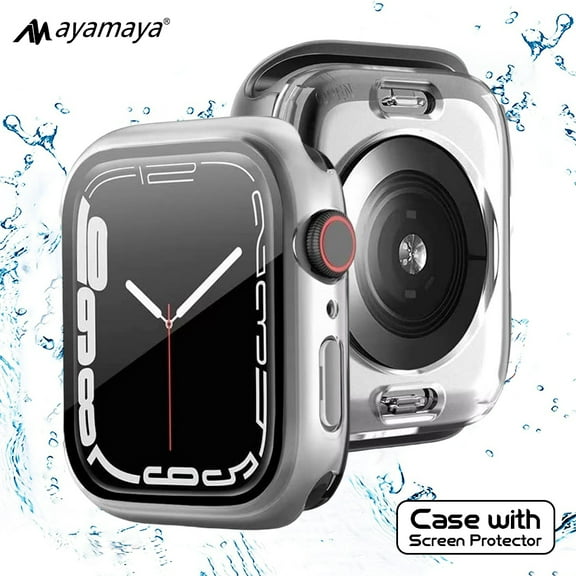 Case with Screen Protector for Apple Watch Series 9/8/7 41mm AYAMAYA Waterproof Shockproof Case with Tempered Glass - Clear