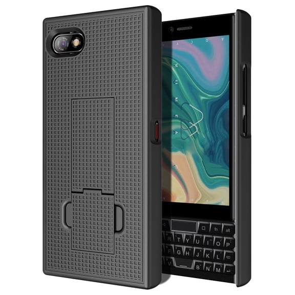 Case with Stand for Unihertz Titan Slim Phone, Nakedcellphone [Grid Texture] Hard Shell Phone Protector Cover with Kickstand - Black