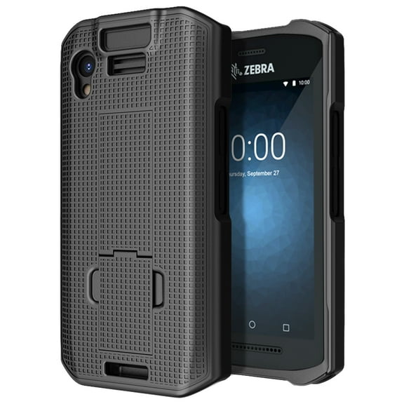 Case with Stand for Zebra TC21 TC26 Mobile Computer Scanner, Nakedcellphone Textured Slim Hard Shell Protector Cover with Kickstand - Black