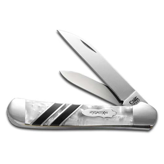 Case xx Knives Copperhead Vault Collection White Pearl & Black Pearl Corelon Stainless Pocket Knife