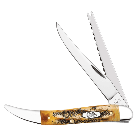 Case Fishing Knife Pocket Knife 3.4" Clip Point Tru-Sharp Mirror Polished Blade 6.5 BoneStag Handle BoneStag