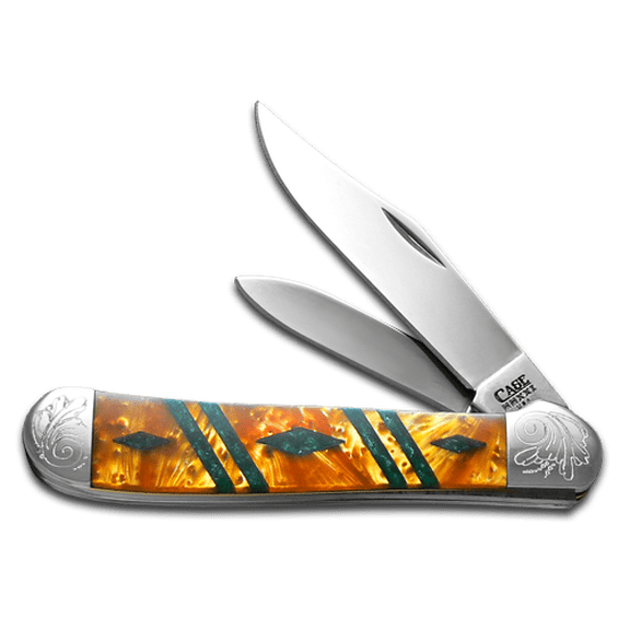 Case xx Knives Copperhead Diamond Series 1/500 Antique Gold & Green Corelon Stainless Pocket Knife