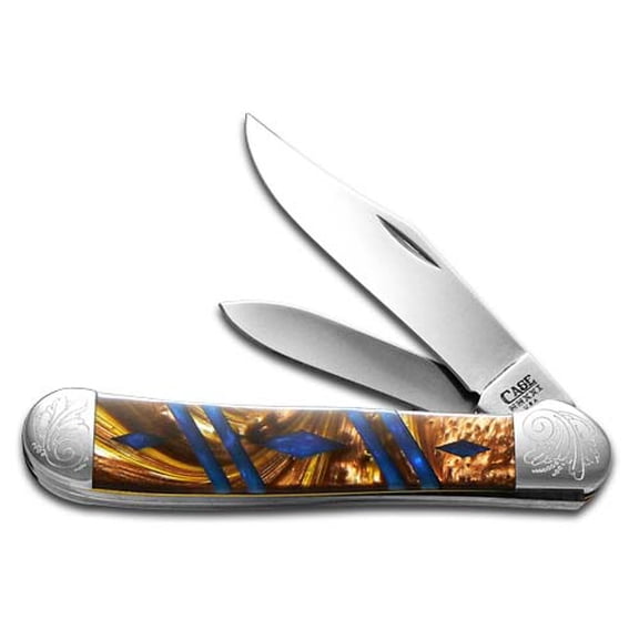 Case xx Knives Copperhead Diamond Series 1/500 Butter Rum & Blue Luster Corelon Stainless Pocket Knife