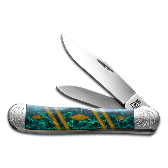 Case xx Knives Copperhead Diamond Series 1/500 Green & Gold Corelon Stainless Pocket Knife
